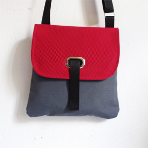 Red and gray crossbody bag